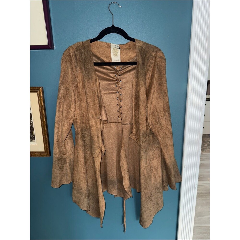 Vocal Brown Faux-Suede Cardigan